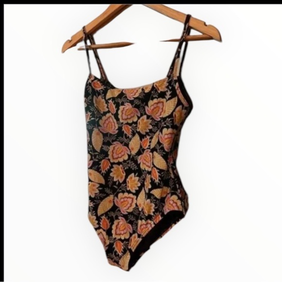 LOFT Beach One Piece Size Medium Floral‎ Yellow/Black - Picture 1 of 5